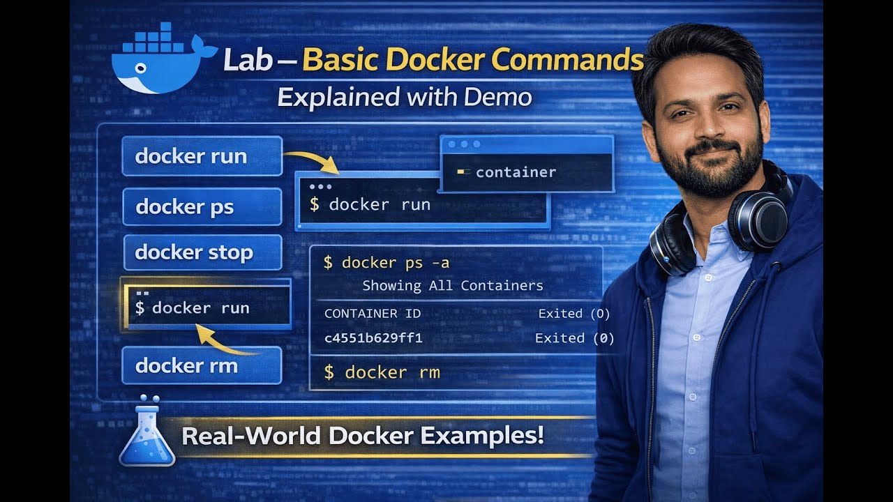 Docker Basic Commands Tutorial | docker run, ps, stop, rm (Hands-on Lab) | Hindi