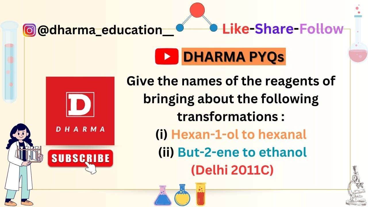 Give the names of the reagents of bringing about the following transformations:(i) Hexan-1-ol to---.
