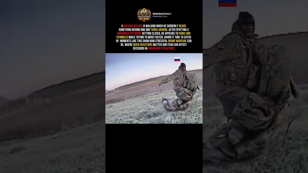 Russian Soldier Panics After Spotting Ukrainian FPV Drone #shorts