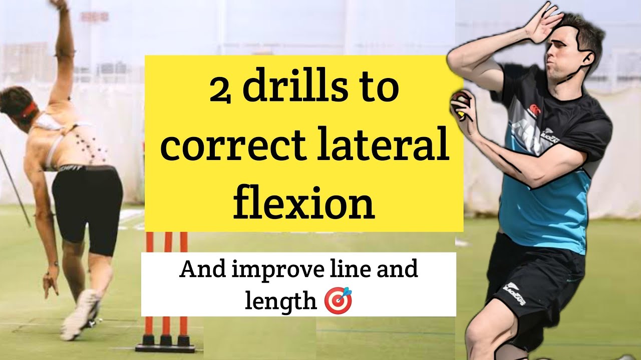Drills to correct lateral flexion and improve line and length in fast bowling🎯