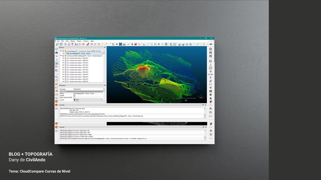 Blog de Topografía + CloudCompare Curvas de Nivel
