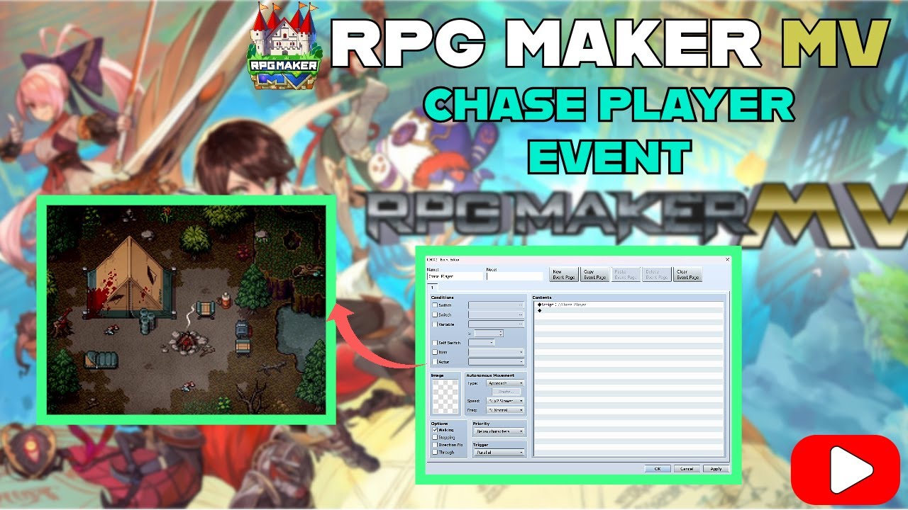NPC chase player event | RPG Maker MV