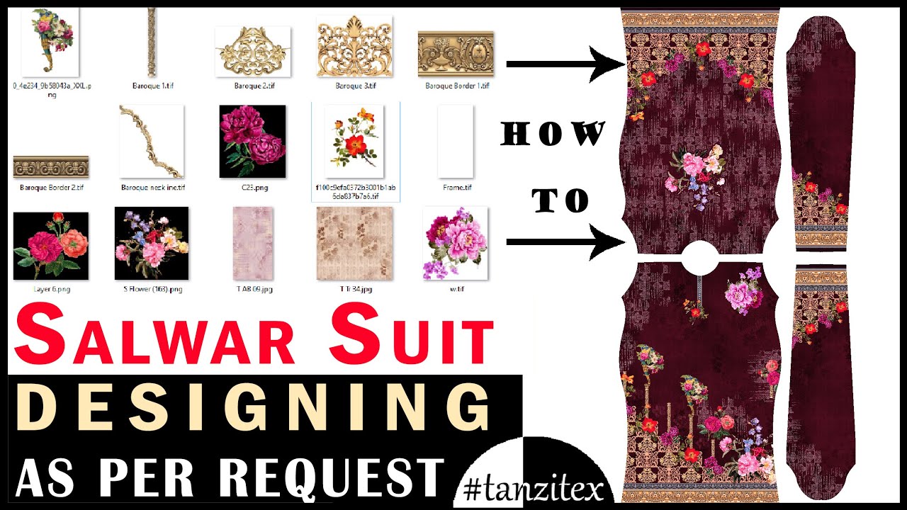 How to Create Salwar Suit, Kurti Design in Photoshop For Textile #Digitalprint #fashion #Designing