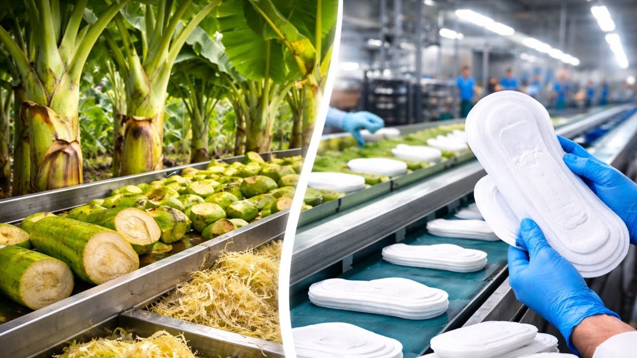 Inside Banana Stem Sanitary Pad Factories | The Hidden Manufacturing Process