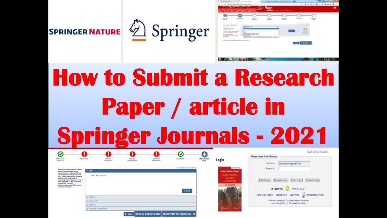How to Submit a Research Paper/ article in Springer Journals  - Springer Paper Submission Tutorial