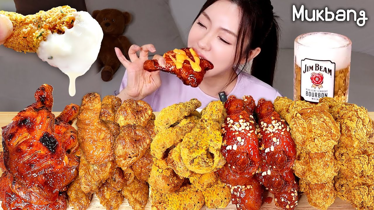 Сегодня день курицы и пива🍺 Мои 5 любимых видов курицы и холодное пиво!! Комбо с медом Кёчон, пуд...