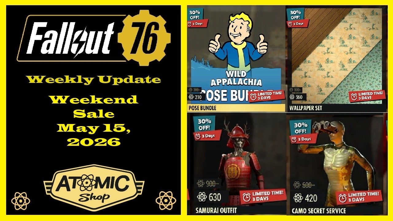 Распродажа в Atomic Shop на выходные 15 мая 2026 года &mdash; новые товары в Atomic Shop для Fallout 76.