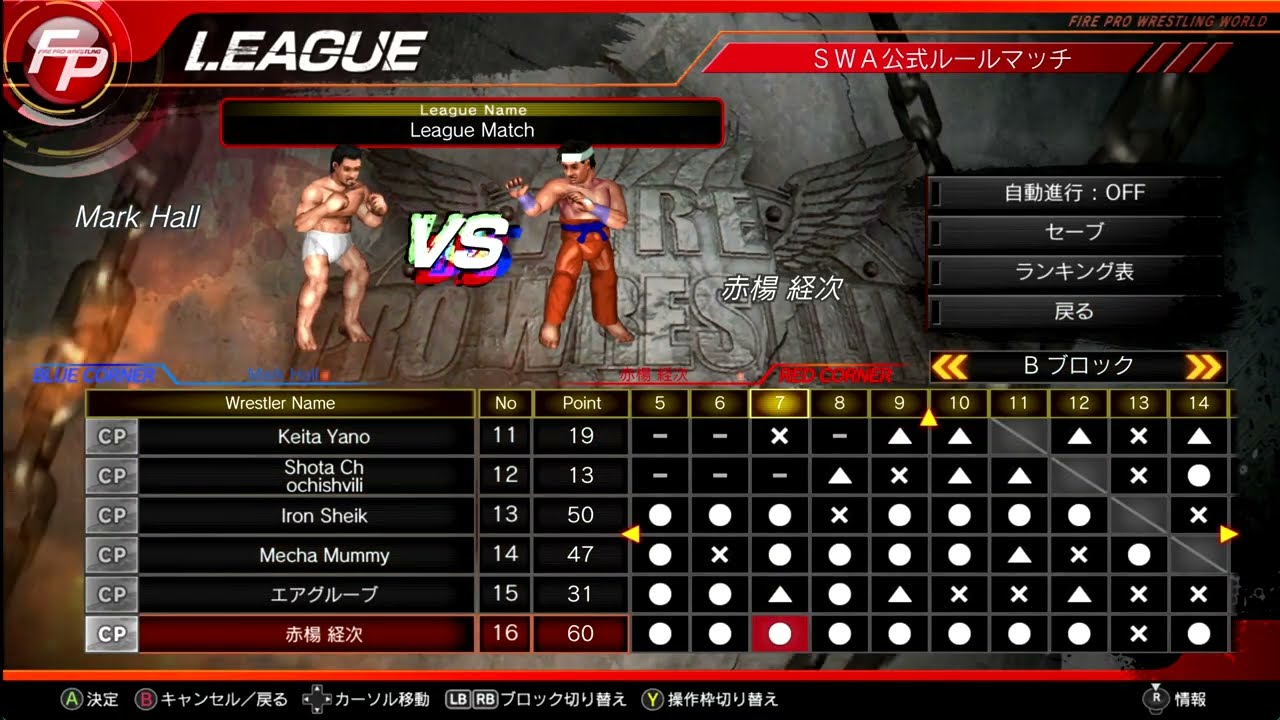 【FIRE PRO WRESTLING WORLD 536】SWAルール、フォール・場外なし、シングルリーグ戦(5・終)【#プロレスゲーム ：#ファイプロ 】
