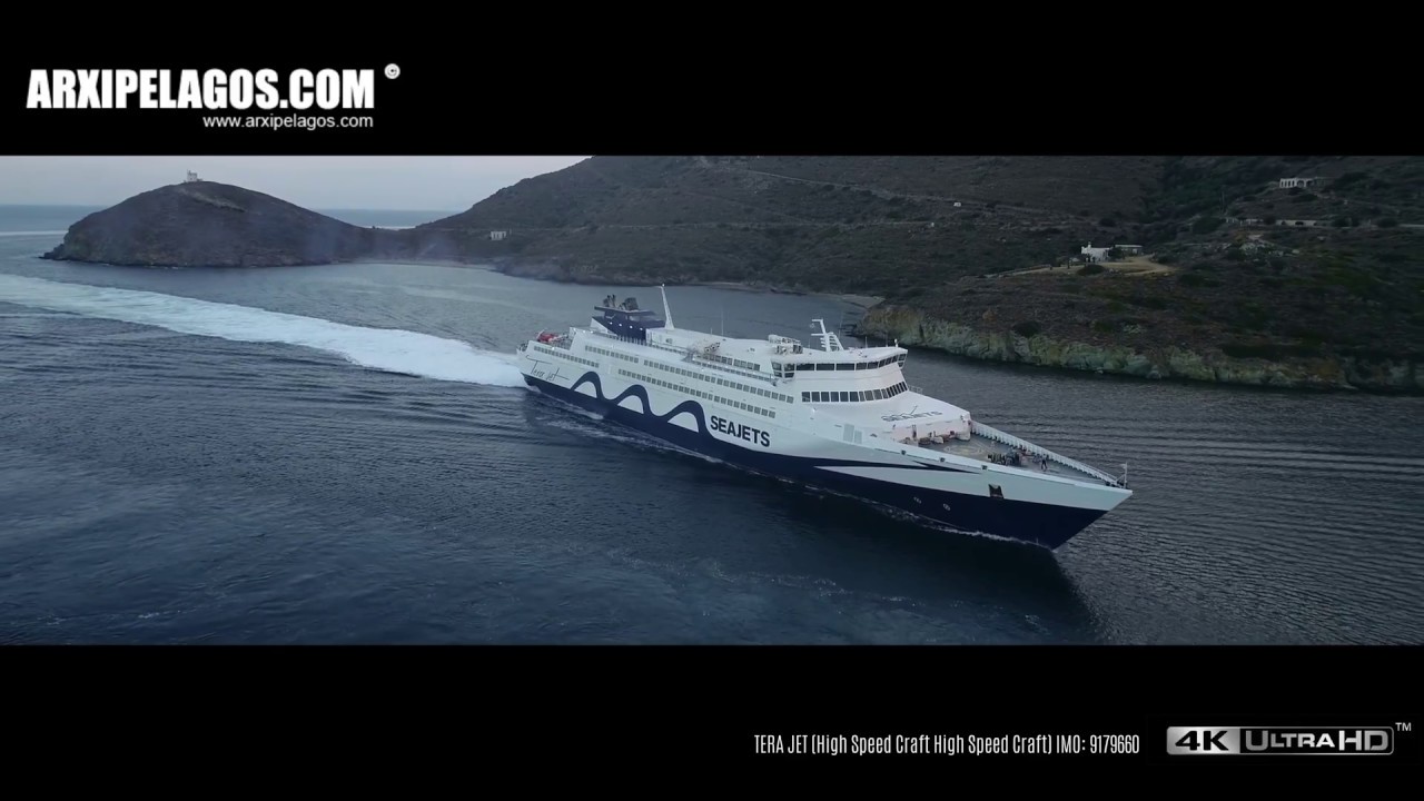 TERA JET (High Speed Craft) Arriving at the port of Andros (DRONE VIDEO HD)