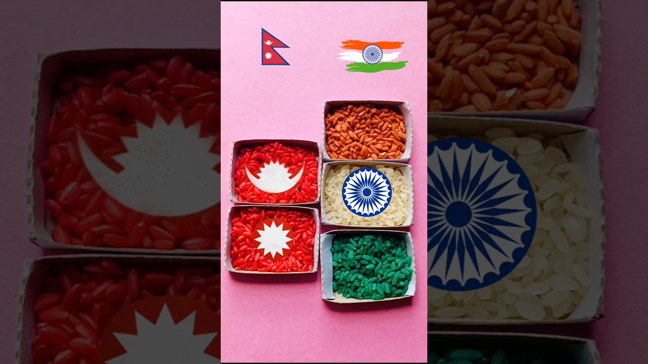 Nepal and India flag painting on Rice 🍚