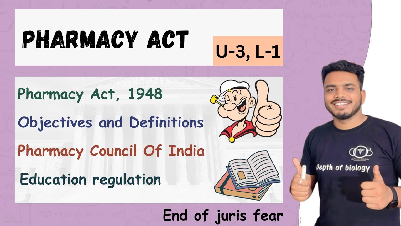 Pharmacy Act 1948 || objective | definition | pharmacy council of India | education regulations
