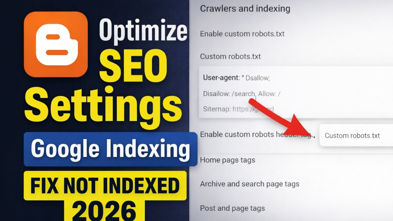 How To Optimize Blogger SEO Settings for Google Indexing (Fix Not Indexed 2026)
