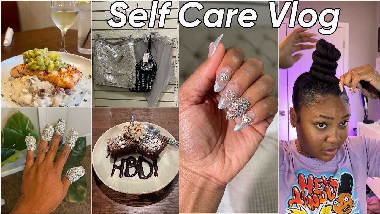 Maintenance Vlog: Beyoncé Concert Prep, top knot bun, shower, nails removal, Chrome Birthday Nails.