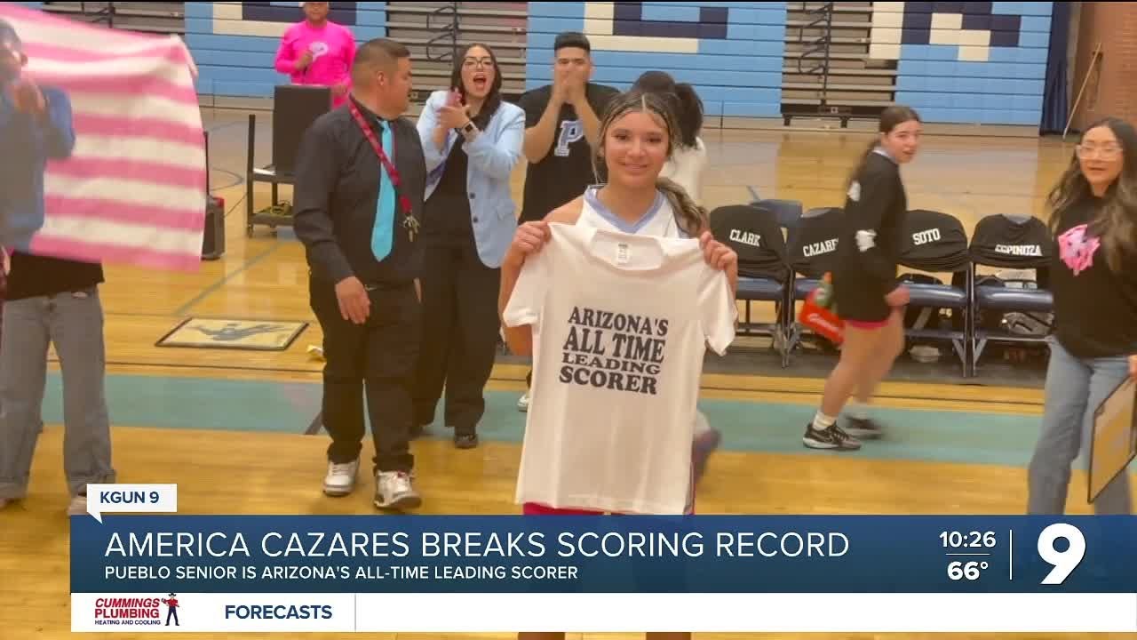America Cazares breaks the Arizona all-time career scoring record
