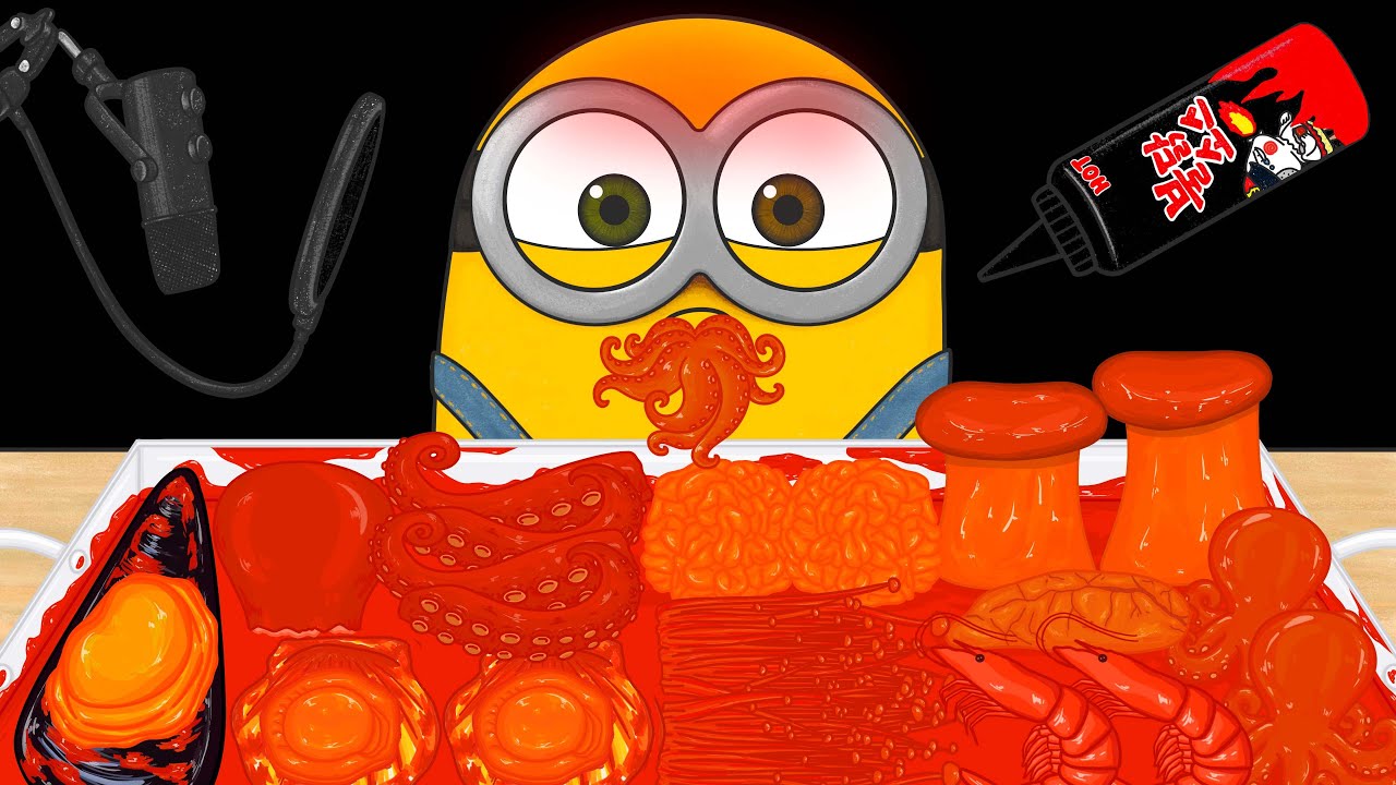 [ASMR] 미니언즈 매운 해물찜 애니먹방(Minions Spicy SeaFood Animation Mukbang)