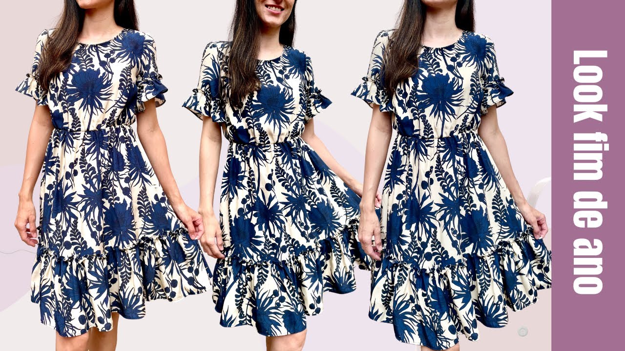 VESTIDO COM FRANZIDO E ELÁSTICO NA CINTURA FÁCIL DE FAZER - LOOK FIM DE ANO | VIVIANE PRATES