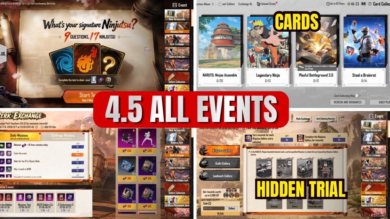 V4.5 ALL FREE EVENTS EXPLAINED FOR PUBG MOBILE & BGMI | HIDDEN CODES AND REWARDS