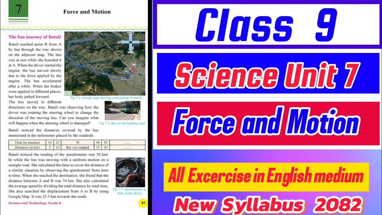 Class 9 Science & Technology Unit 7 Force and Motion all Exercise Solution in English Medium Chapter