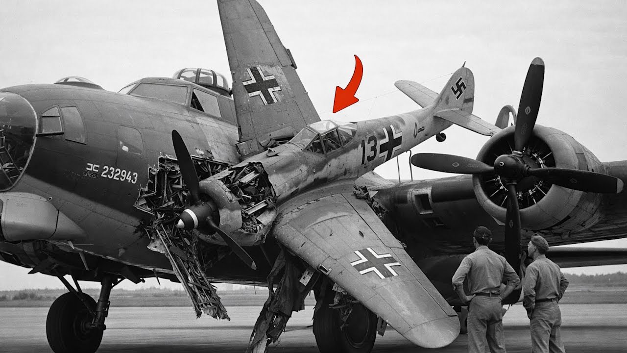 Когда немецкий истребитель врезался в B-17, он приземлился, не выпустив его из кабины.