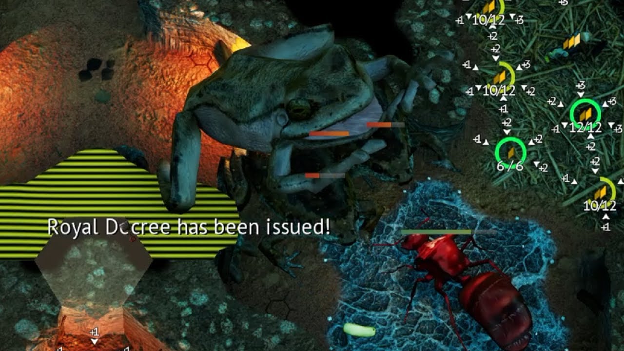 Huge Frog Army Attacks the Ant Colony Can the Royal Decree Save the Queen?