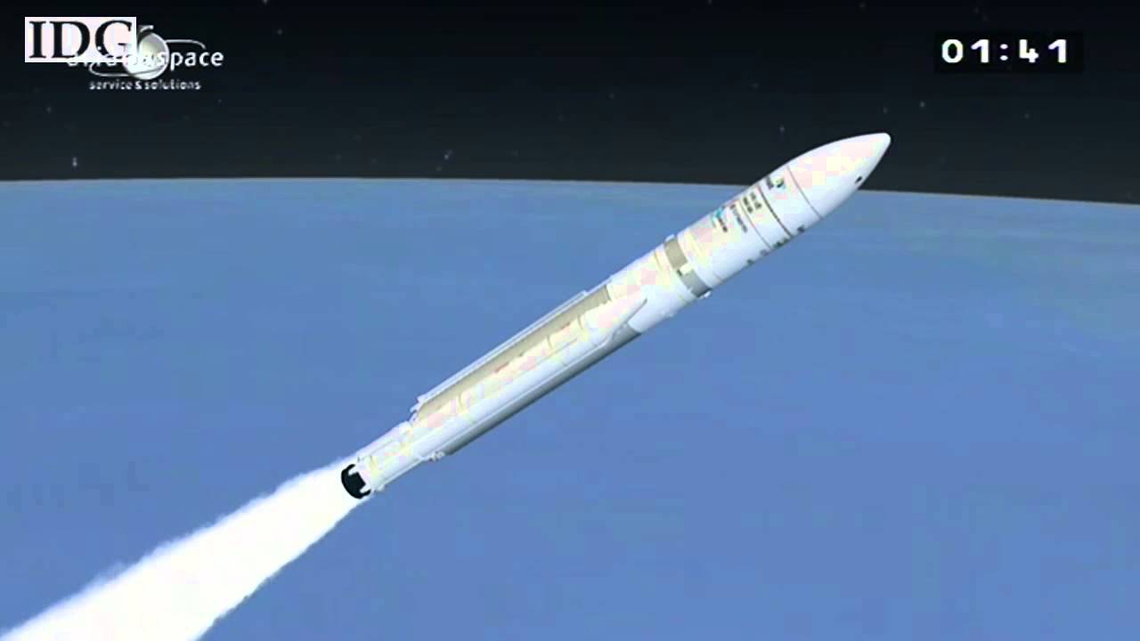 Launch of Alphasat, Europe's largest telecom satellite