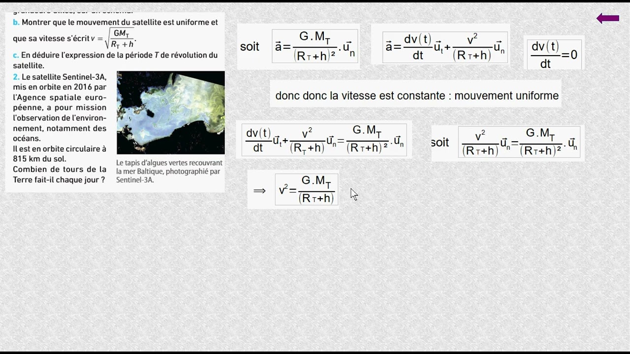 Correction d'un exercice sur le mouvement d'un satellite.