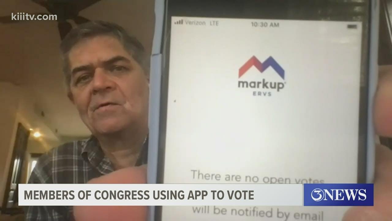 Members of Congress using an app to cast votes on various issues among their caucus