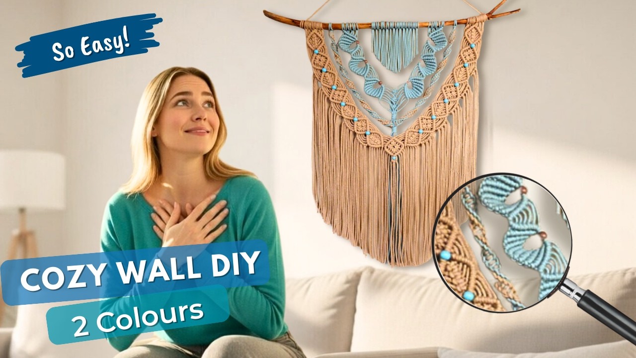 Makramee Meereszauber für dein Zuhause | 2-farbiger Wandbehang mit Muscheln & Perlen | DIY Tutorial