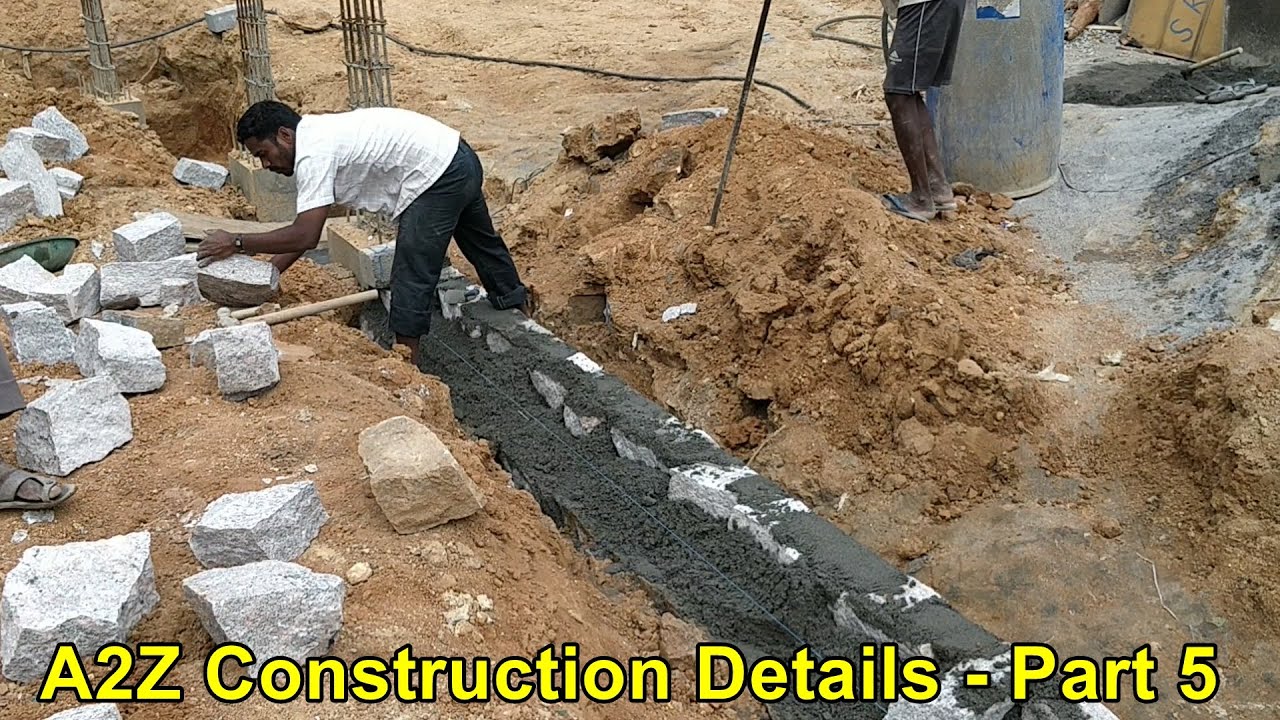 A2Z Construction Details - Part 5 - Stone Masonry wall, Plinth Beam, Water tank slab