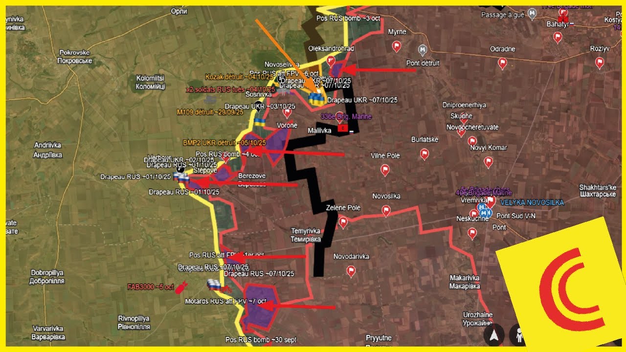 Conflit Ukraine 07/10/25 : le Front de Dnipro reste le plus dynamique | avanc&eacute;e RUS &agrave; Siversk