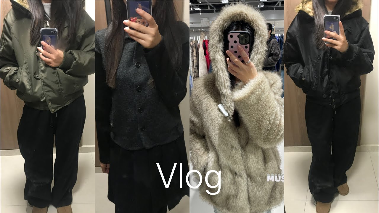 Vlog. 겨울 택배깡 📦 😶&zwj;🌫️ | 블랙업 누닐 퍼트리밍 후드 점퍼 &bull; 허그유어스킨 라운드 카라 니트 자켓 | 무신사 메가스토어 용산에 가다‼️