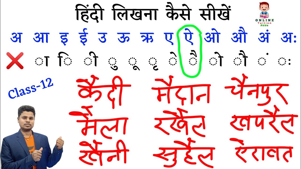 Hindi लिखने की शुरुआत करे । Basic Concept । ऐ की मात्रा । How To Read & Write । Hindi Learning ।