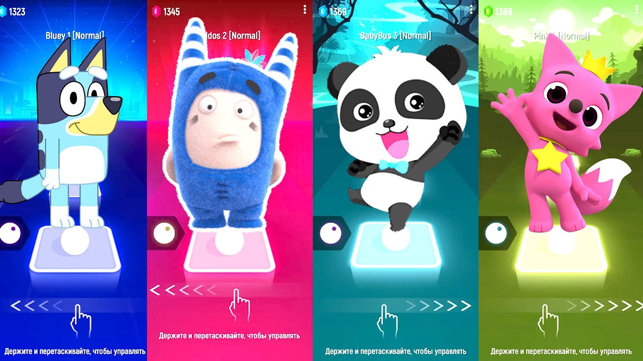 Bluey Vs Oddbods Vs BabyBus Vs Pinkfong | Tiles Hop EDM Rush🎶🎯 🎶