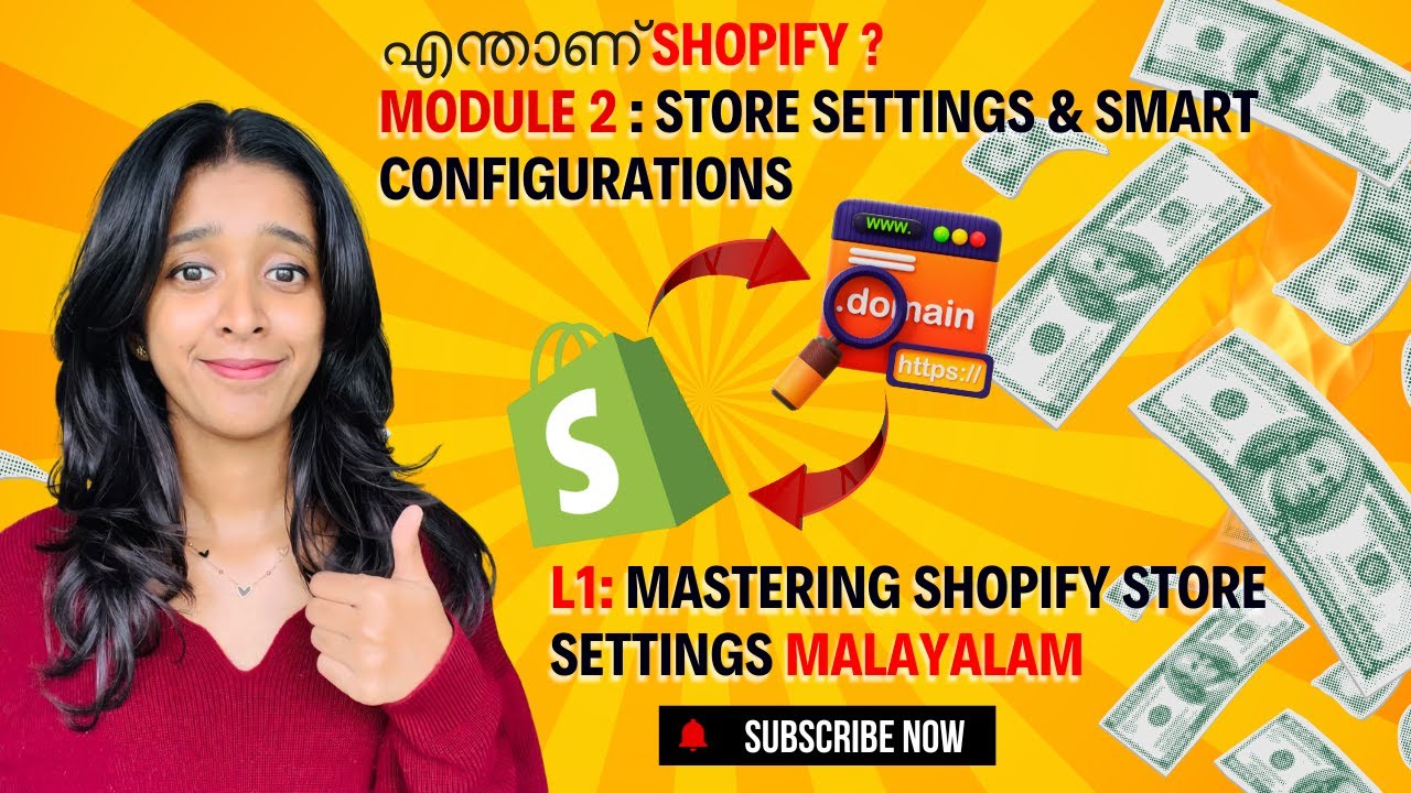 Shopify Store Settings Malayalam | Module 2 Lesson 1 | Master Shopify Configurations & Domain Setup