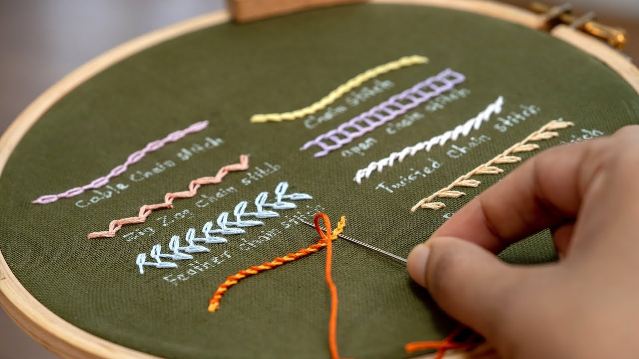 8 Types of Chain Stitches: Beginner Embroidery Tutorial