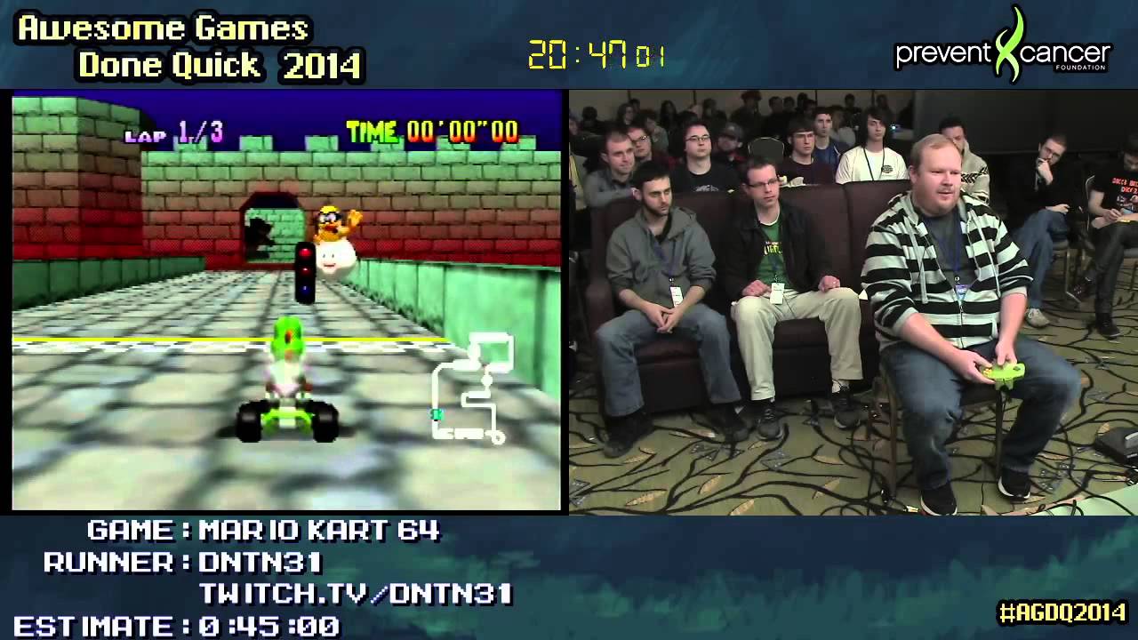 Mario Kart 64 :: 150cc Large-skips SPEED RUN Live by DNTN31 #AGDQ 2014