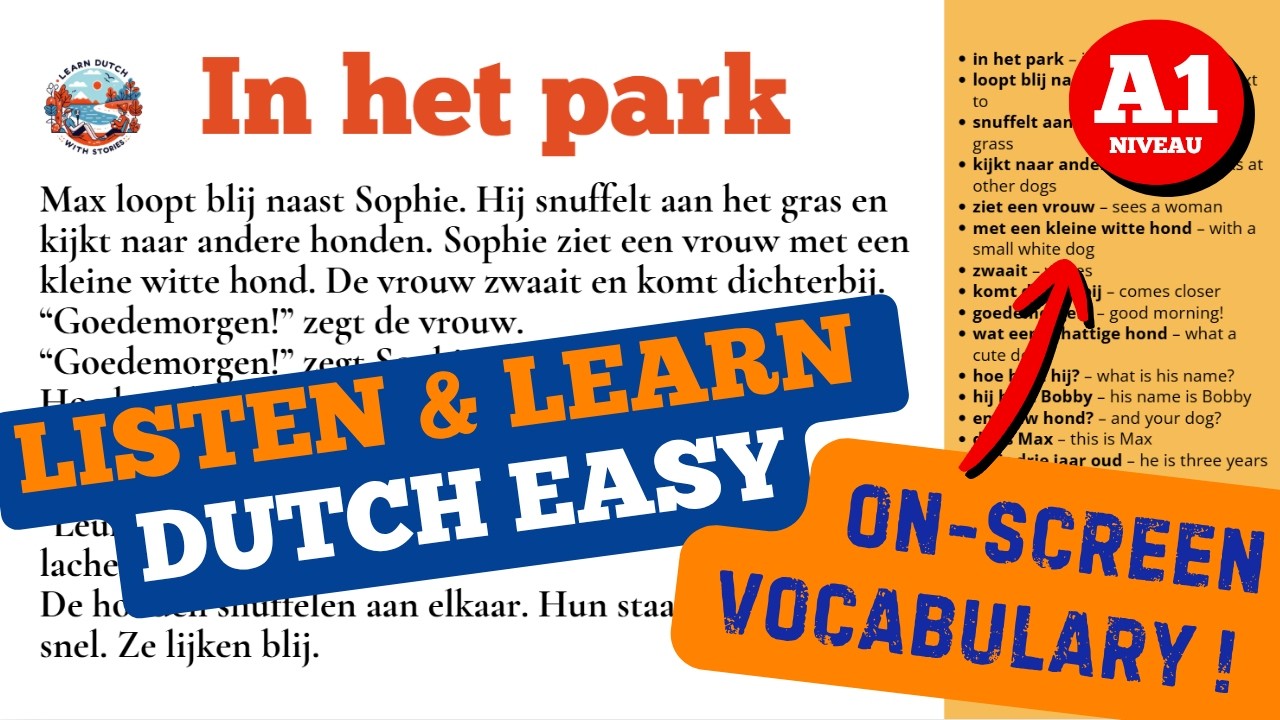 Learn Dutch A1: Dog Walk Story for Beginners