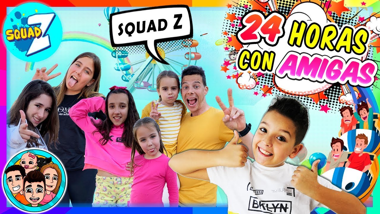 24 HORAS SQUAD Z 😂🎡 RETO PARQUE ATRACCIONES 24 HORAS Vlog con AMIGAS YOUTUBERS 😘😅🤪