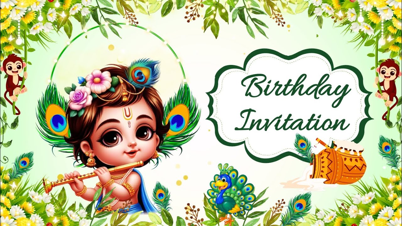 Latest Krishna Theme Birthday Invitation Video #viralvideo