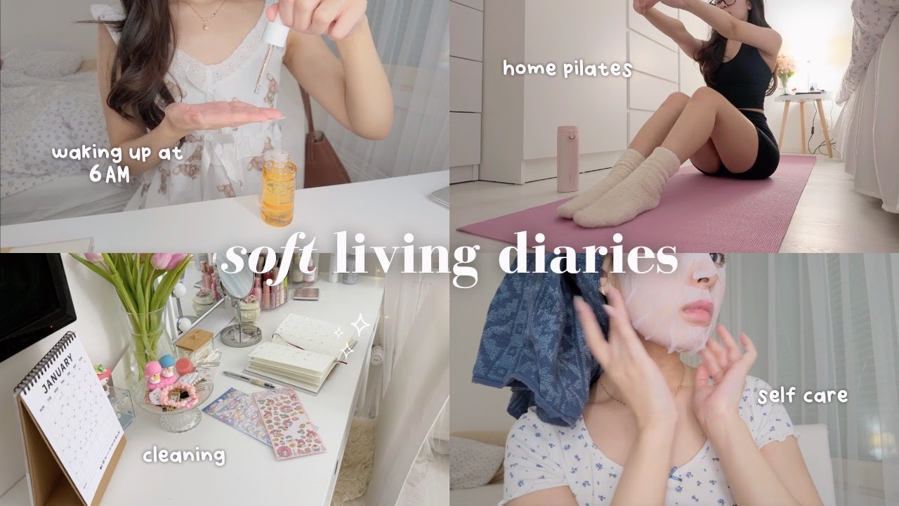 *productive* new year reset 🎀 6AM morning routine, healthy habits, home pilates, self care, cleaning