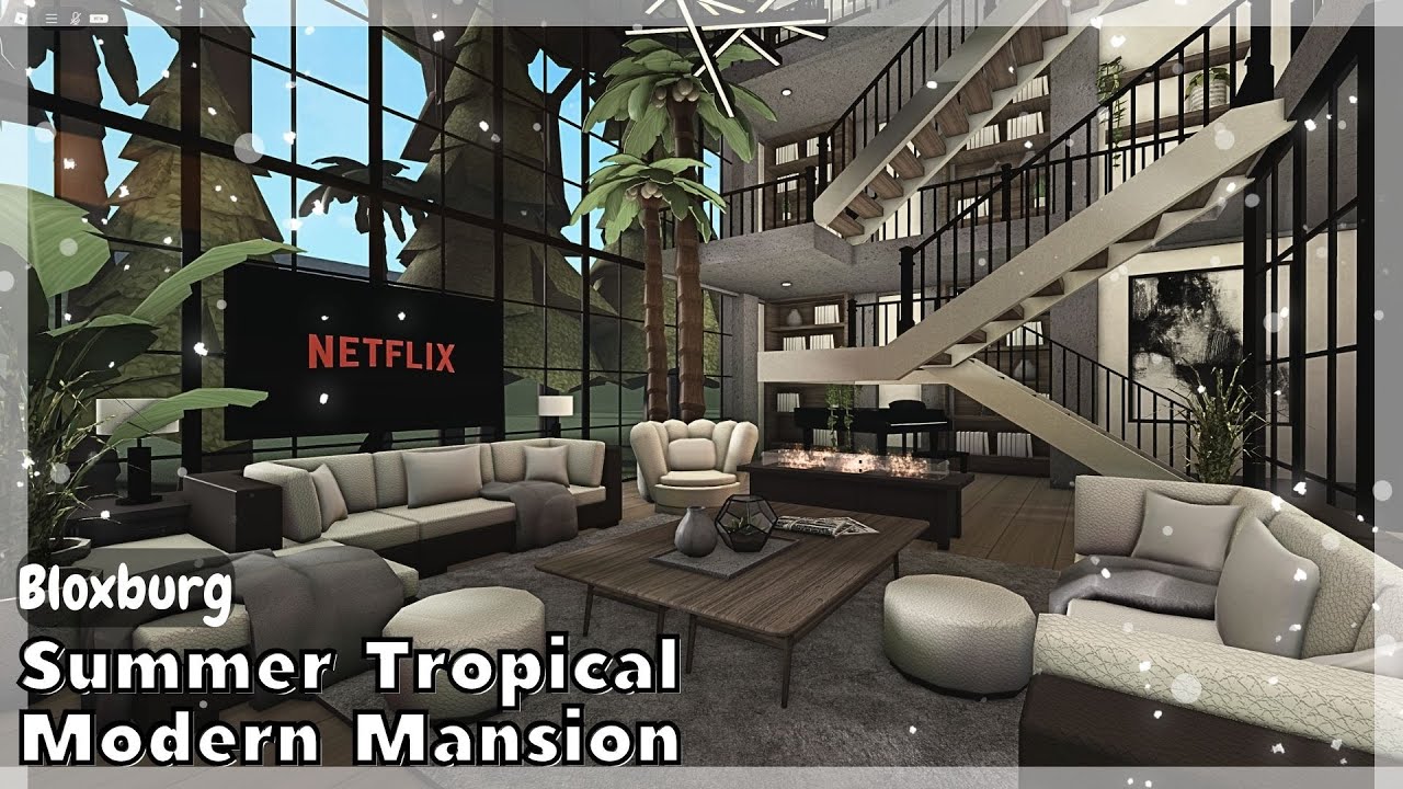 BLOXBURG: Summer Tropical Modern Mansion Speedbuild (interior + full tour) Roblox House Build