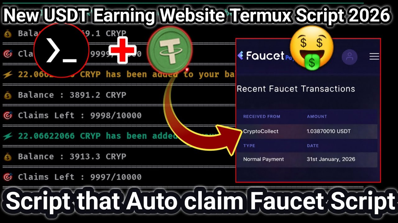 Nuyul New USDT💶 Earning Website Script - Auto Claim Faucet Via Termux - Earn Free USDT 2026 💯Working