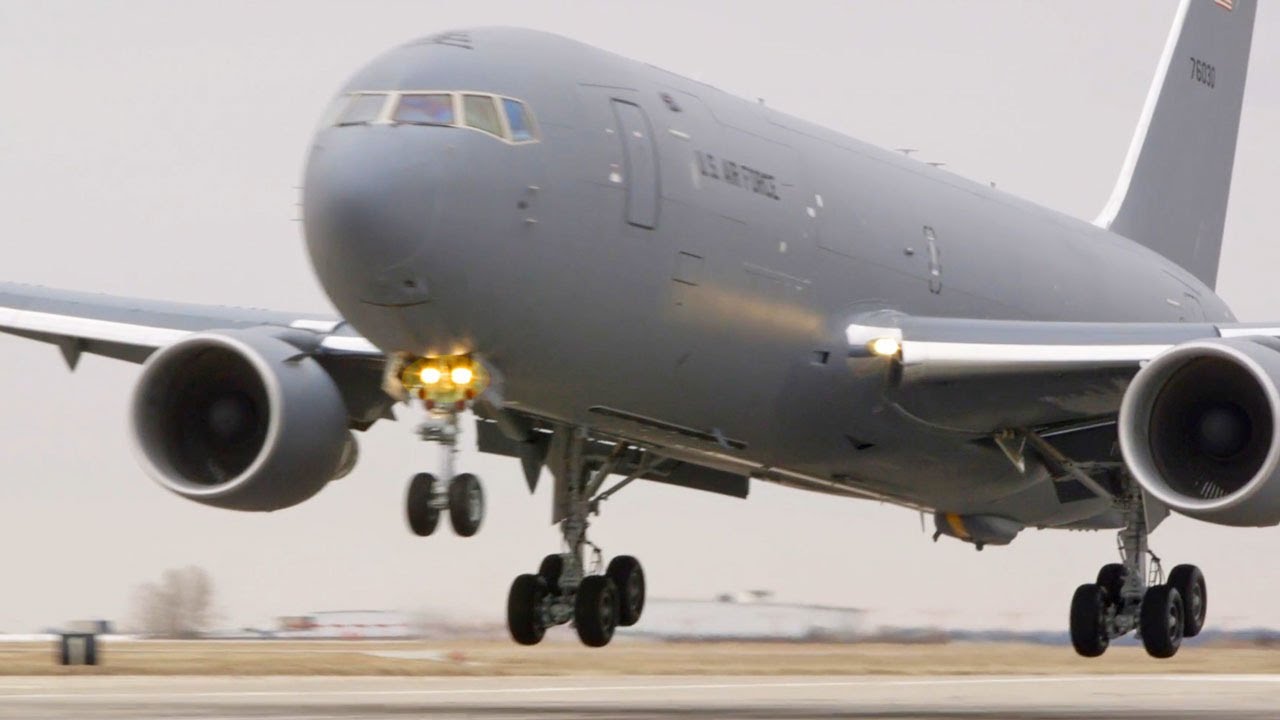 Boeing KC-46 Pegasus and KC-135 Stratotanker Landing and Take Off, United States Air Force