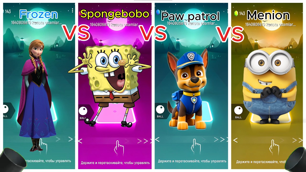 Frozen 🆚 SpongeBob 🆚 Paw Patrol 🆚 Minion – Tiles Hop Challenge!