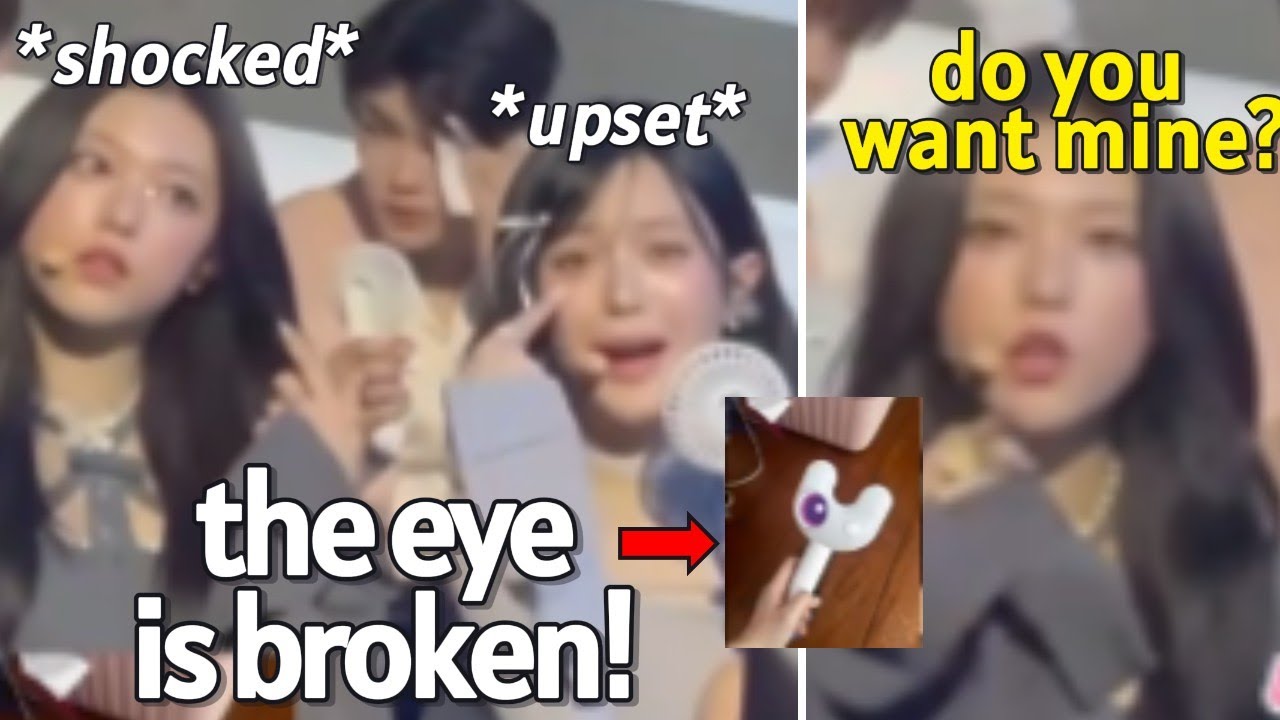 hanni's upset reaction to fans newjeans lightstick being broke during award show..