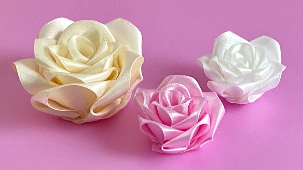 リボンローズの作り方（簡易版）／How to make a ribbon rose（Simple version. ）