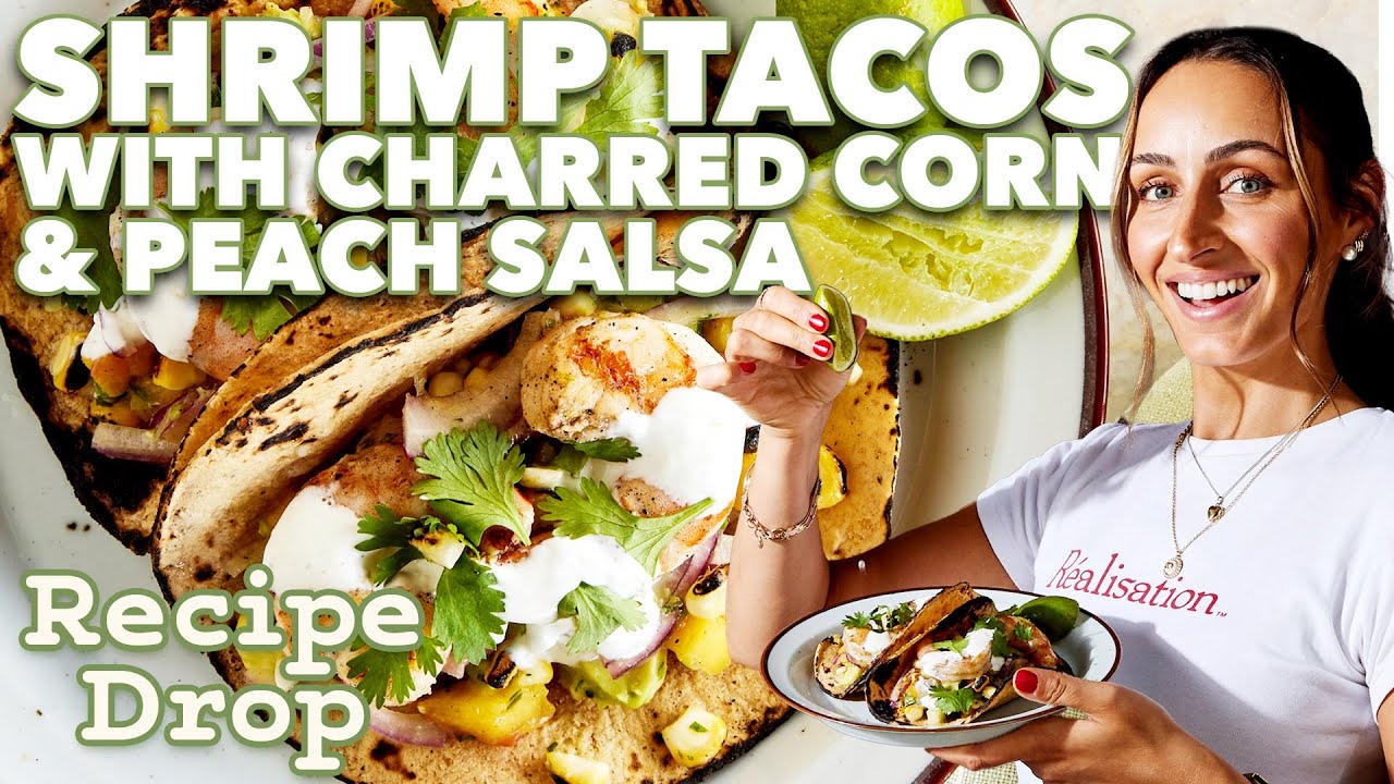 Weeknight Grilled Shrimp Tacos with Charred Corn & Peach Salsa | Recipe Drop | Food52