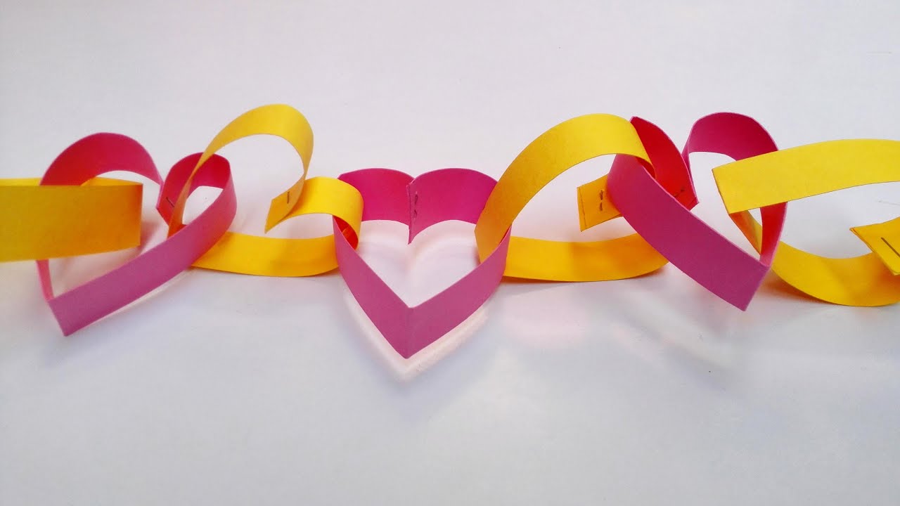 Paper Heart chain decoration for Valentines Day || Paper Heart Chain