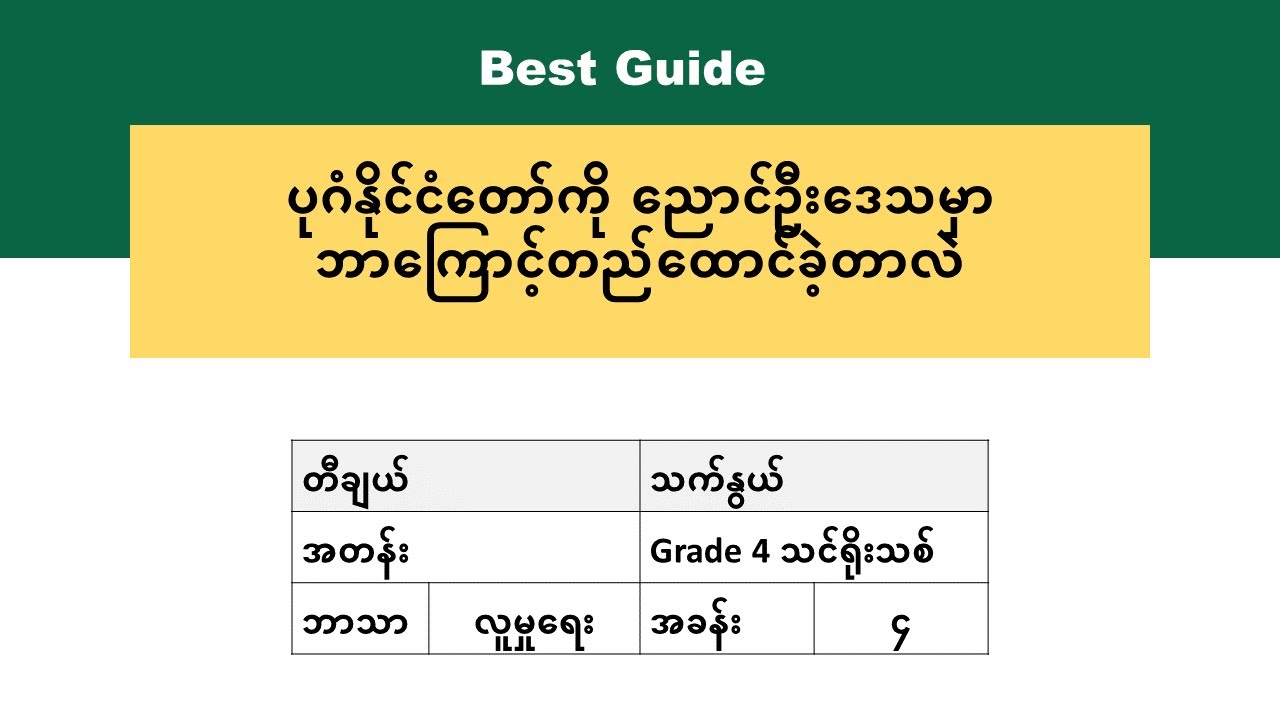 [BG] Grade 4 Social - ပုဂံခေတ် အပိုင်း(၁)