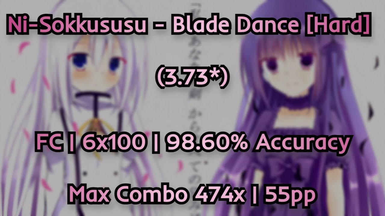 (osu!) Ni-Sokkususu - Blade Dance [Hard] FC 98.60% 6x100 (3.73*)